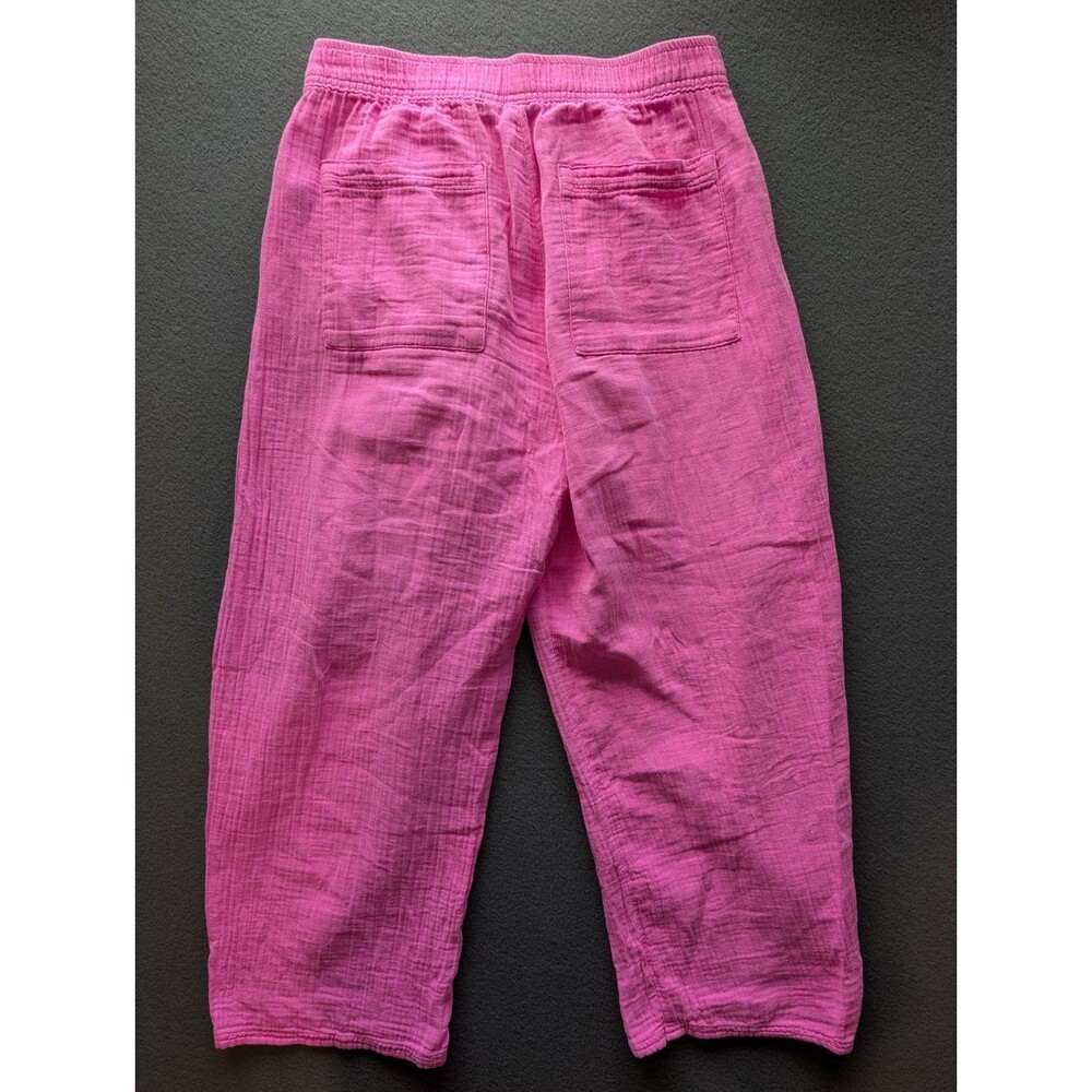 GAP Women's Small Pink Gauze Cotton Pull On Wide Leg Crop Pants Elastic Waist - Picture 4 of 4